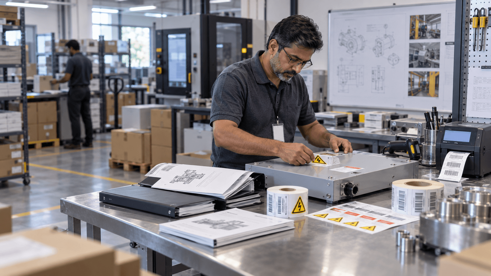 Industrial labels and technical material under quality review