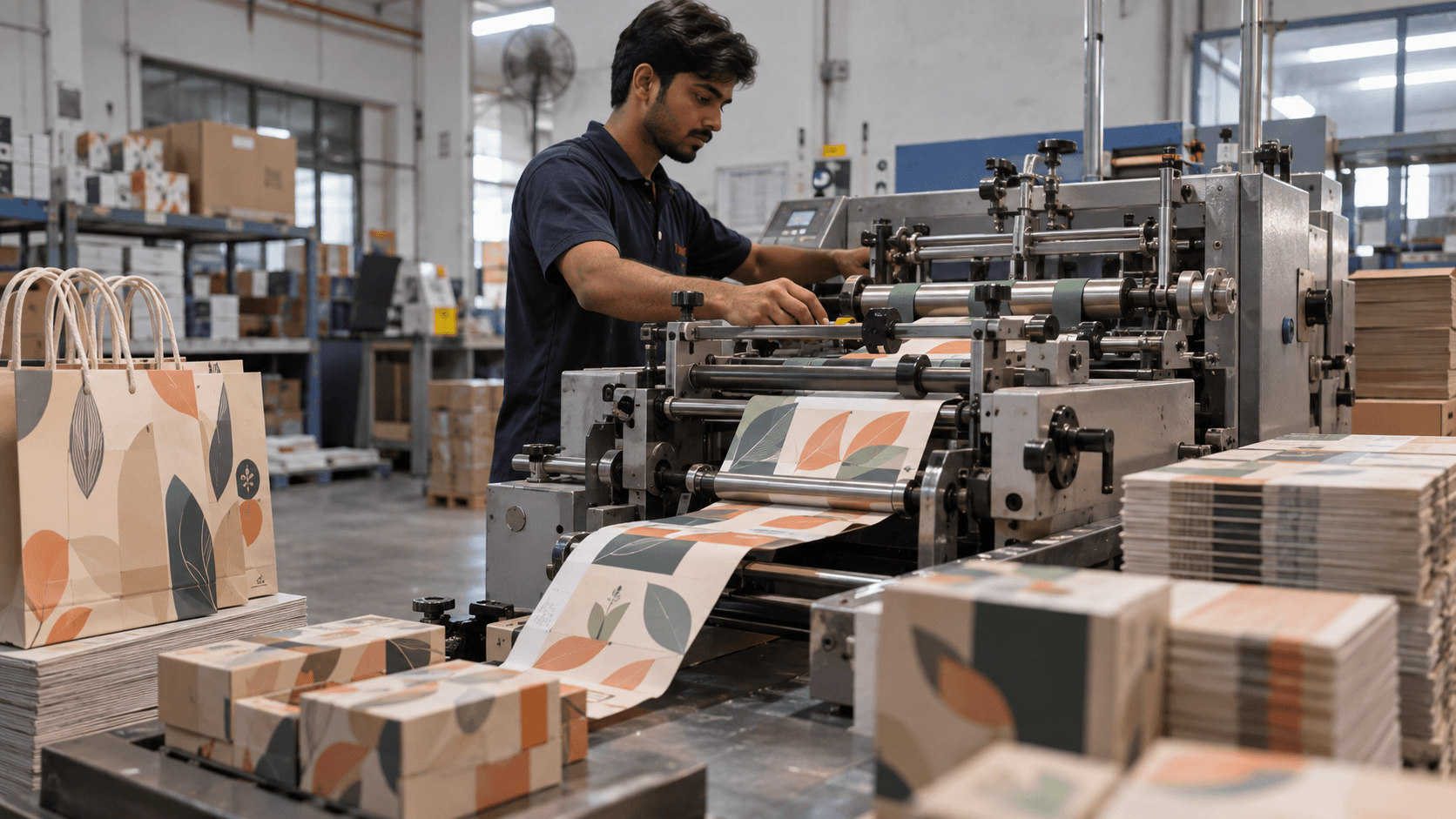 Retail packaging and labels in production