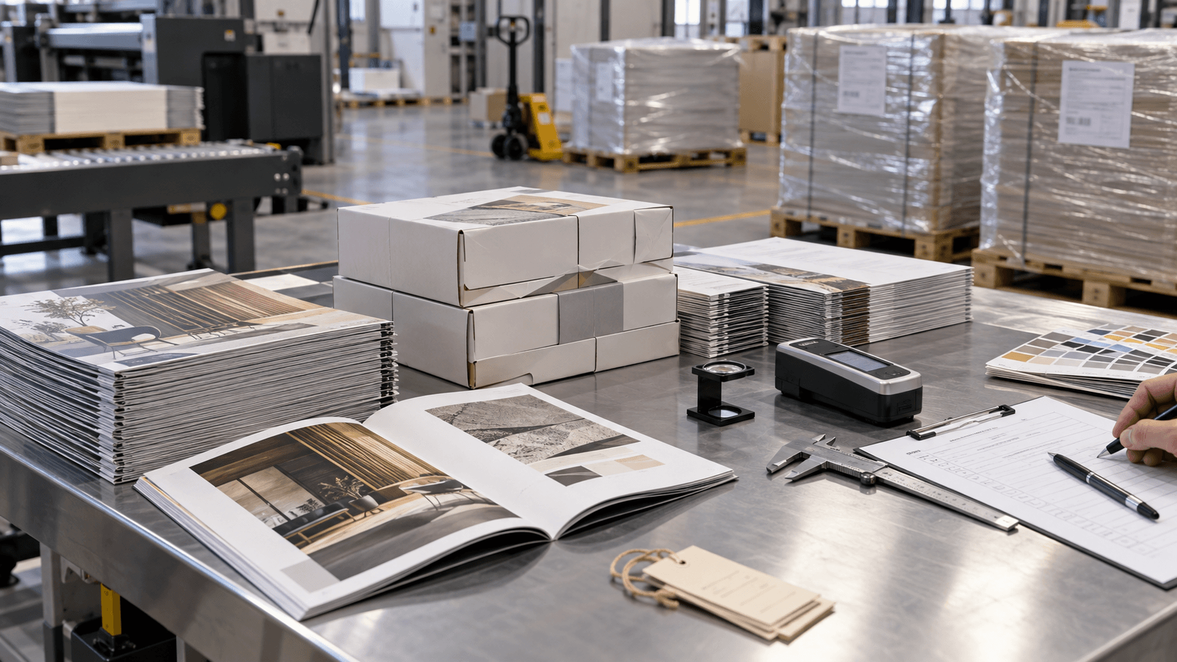 TRICON production environment with finished print work prepared for delivery