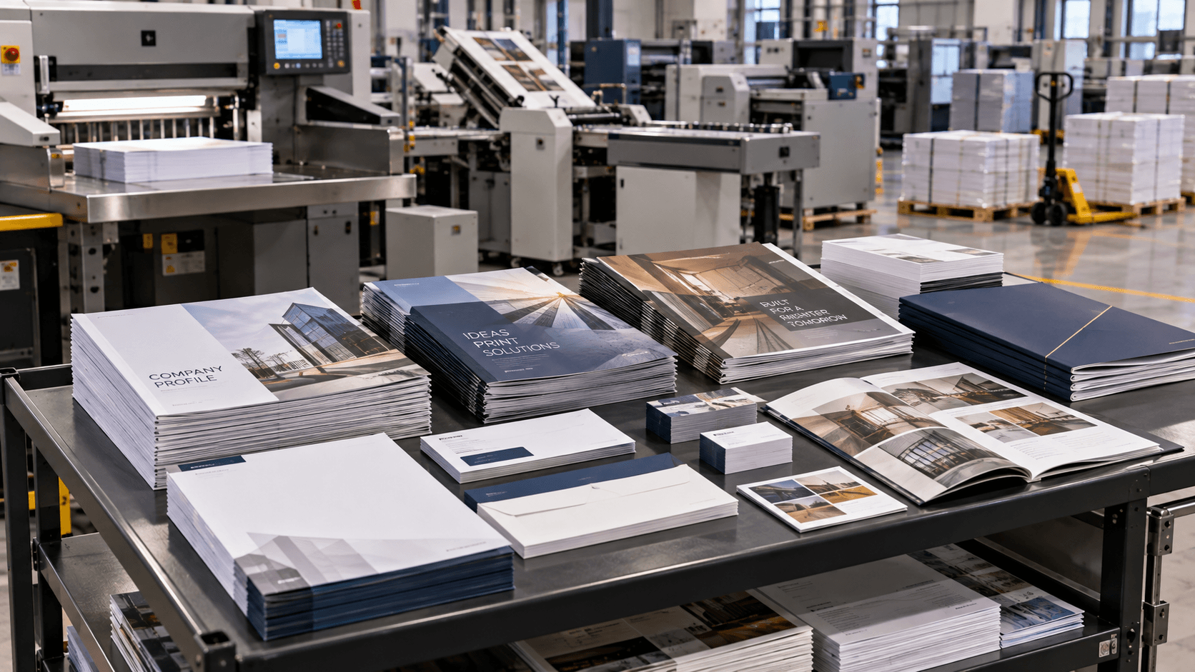 Finished commercial print work arranged for quality control