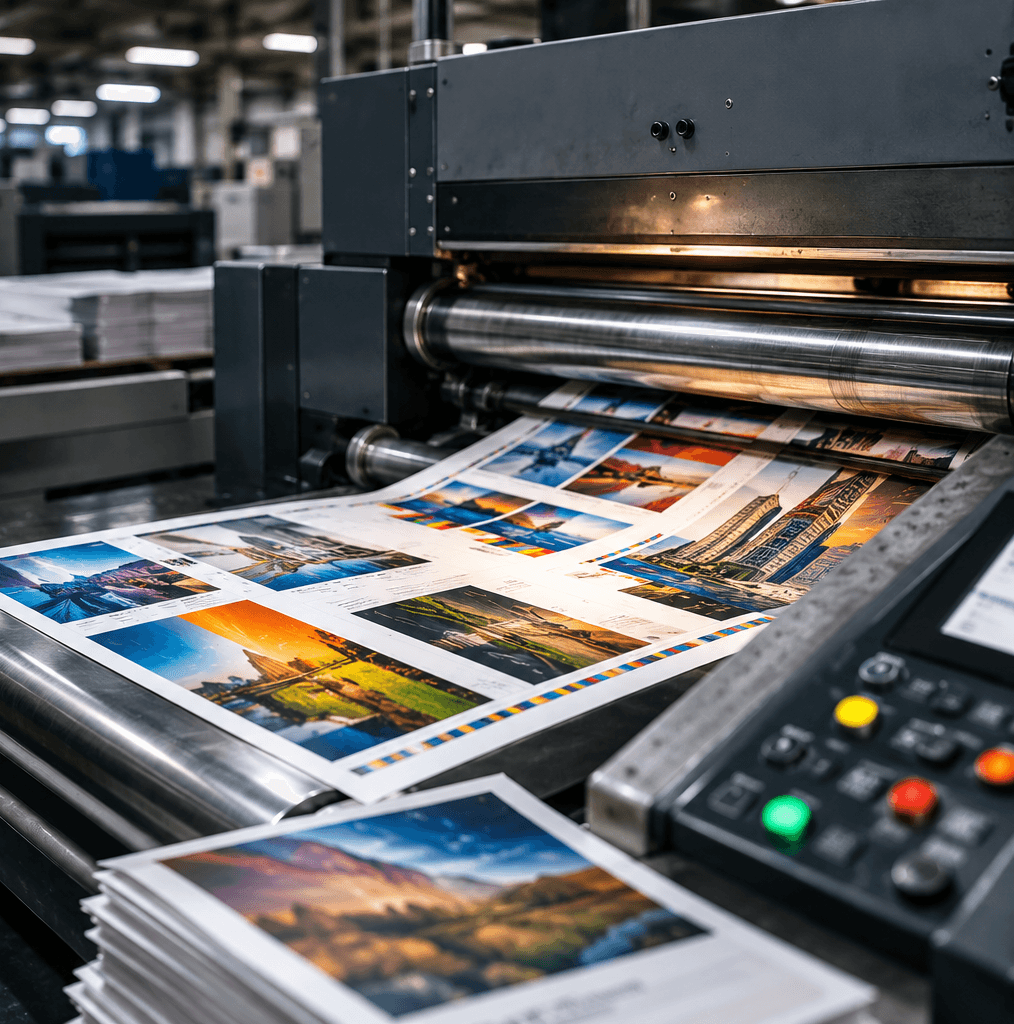Commercial print production running under controlled quality checks