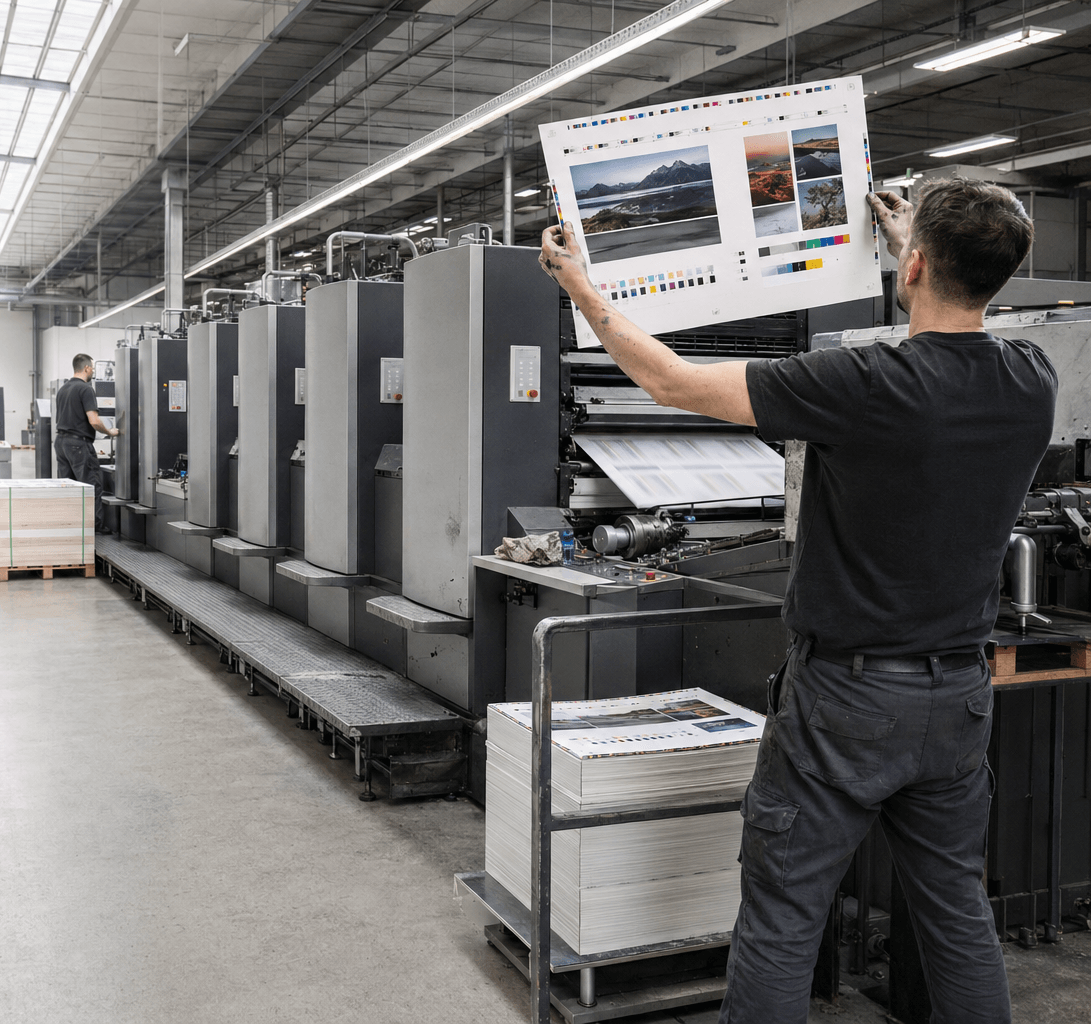 TRICON commercial printing production floor with live print-run quality control